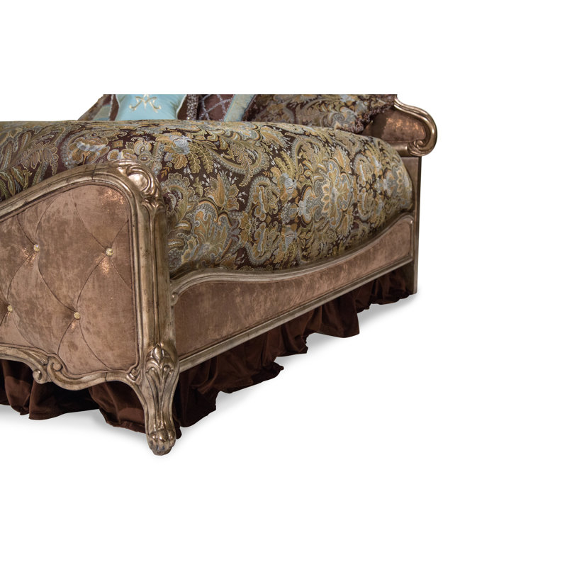 Upholstered Scalloped Bed, Champagne, Queen