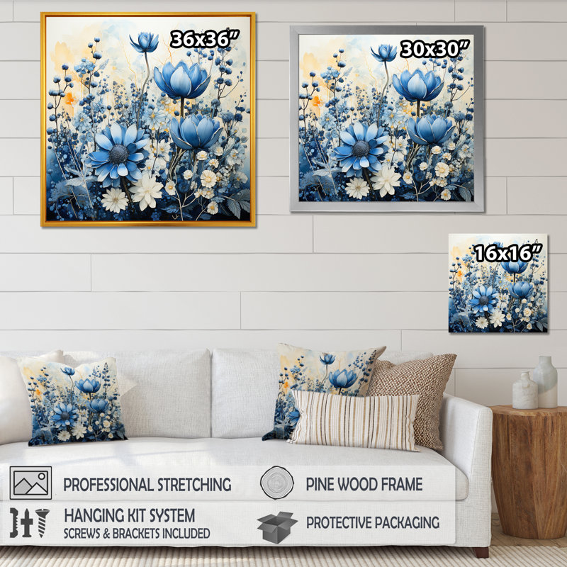 Blue Bonnets White Flowers II, reproduction d'art sur toile, H 16 po x l 16 po x P 1 po, Blanc