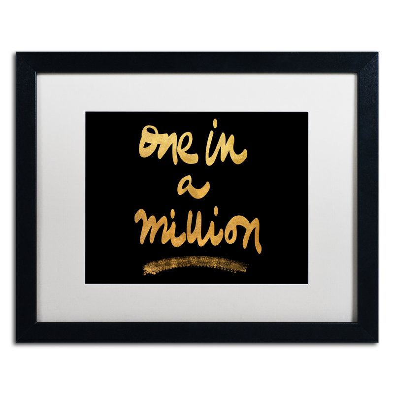 « millions sur noir », art textuel encadré, H 16 po x l 20 po x P 0,5 po, Blanc