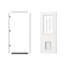 Porte battante extérieure en bois massif blanc calme avec porte en verre transparent de 9 Lite, porte pour chien réglable magnétique et seuil incliné-122570578-122570577