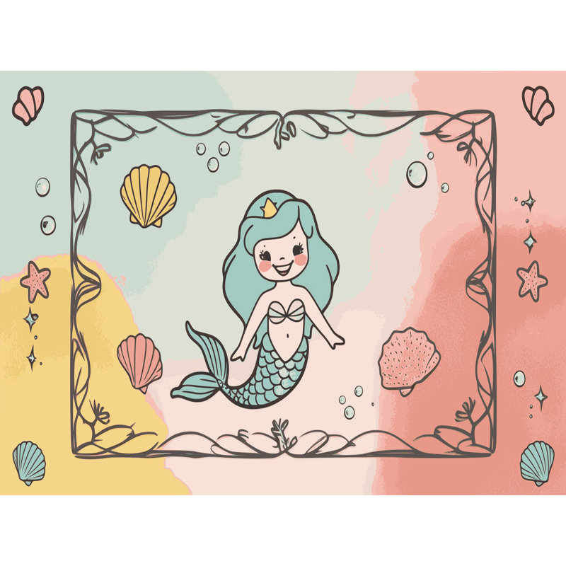Tapis pour enfants Sunside Sails Mermaids Ocean, Rectangulaire 2 pi x 3 pi