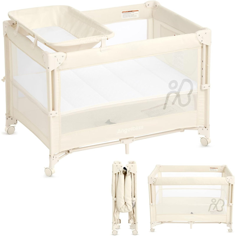 Lit de bébé pour bébé, lit de bébé, sac à dos avec matelas, changeur de couches, parcs à installation unique, Blanc