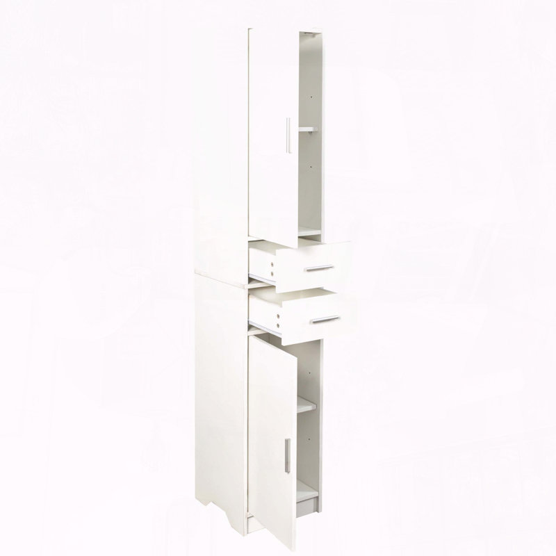 Armoire de rangement haute et étroite avec 2 portes et 2 tiroirs