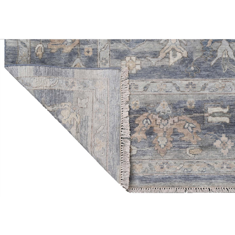 Wool Oriental Area Rug in Gray/Blue/Cream, Rectangle 9' x 12'