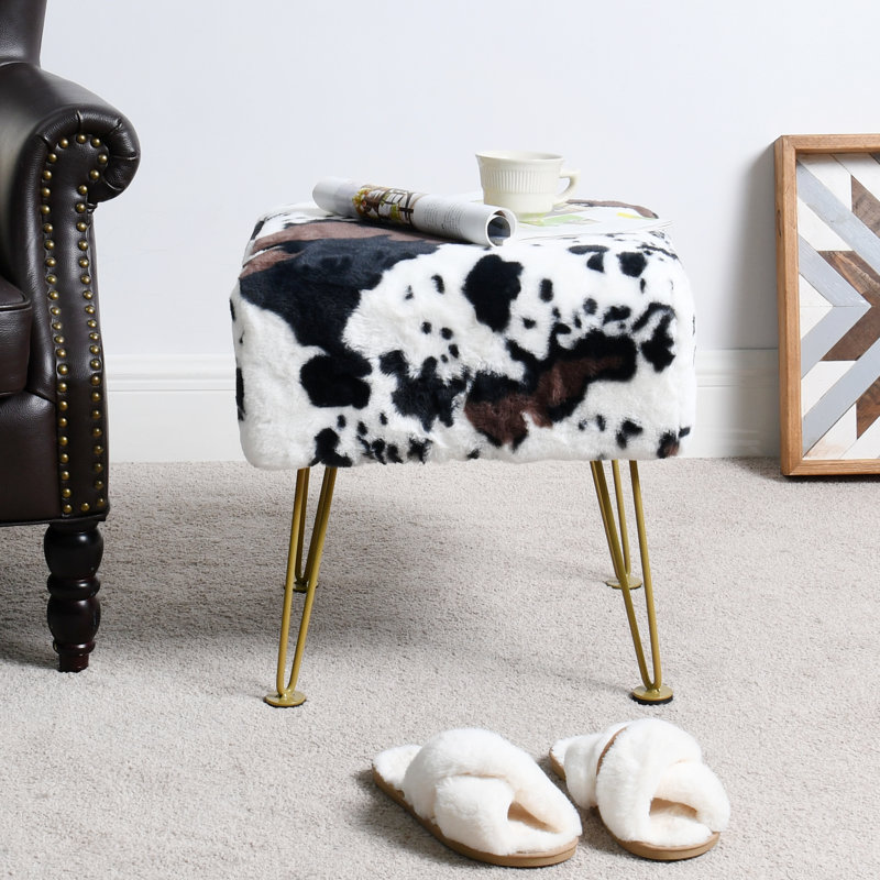 43.2cm Wide Square Animal Print Footstool Ottoman