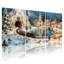 Ensemble de 3 tableaux sur toile représentant une scène de train dans un village de Noël-121088684
