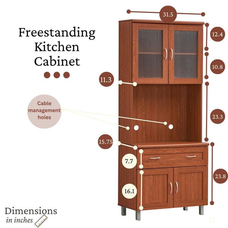 Hodedah 31.5 W x 16.9 D x 77.6 H Ready-to-Assemble Particleboard Double Door in Matte, Cerisier