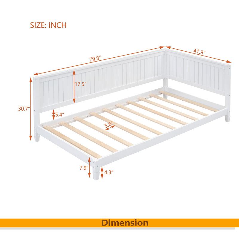 Wood Daybed/Sofa Bed, Twin, White