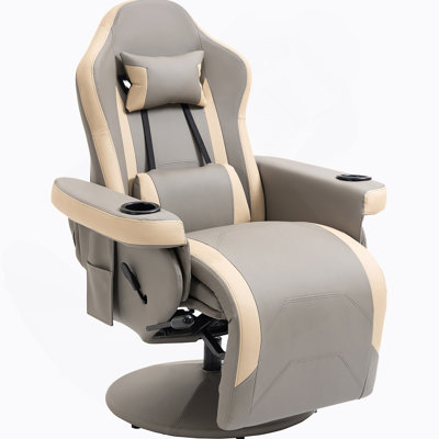 Manual Recliner Armchair, Lounge Chair, Adjustable Leg Rest, Reclining Function, Swivel, Cup Holder