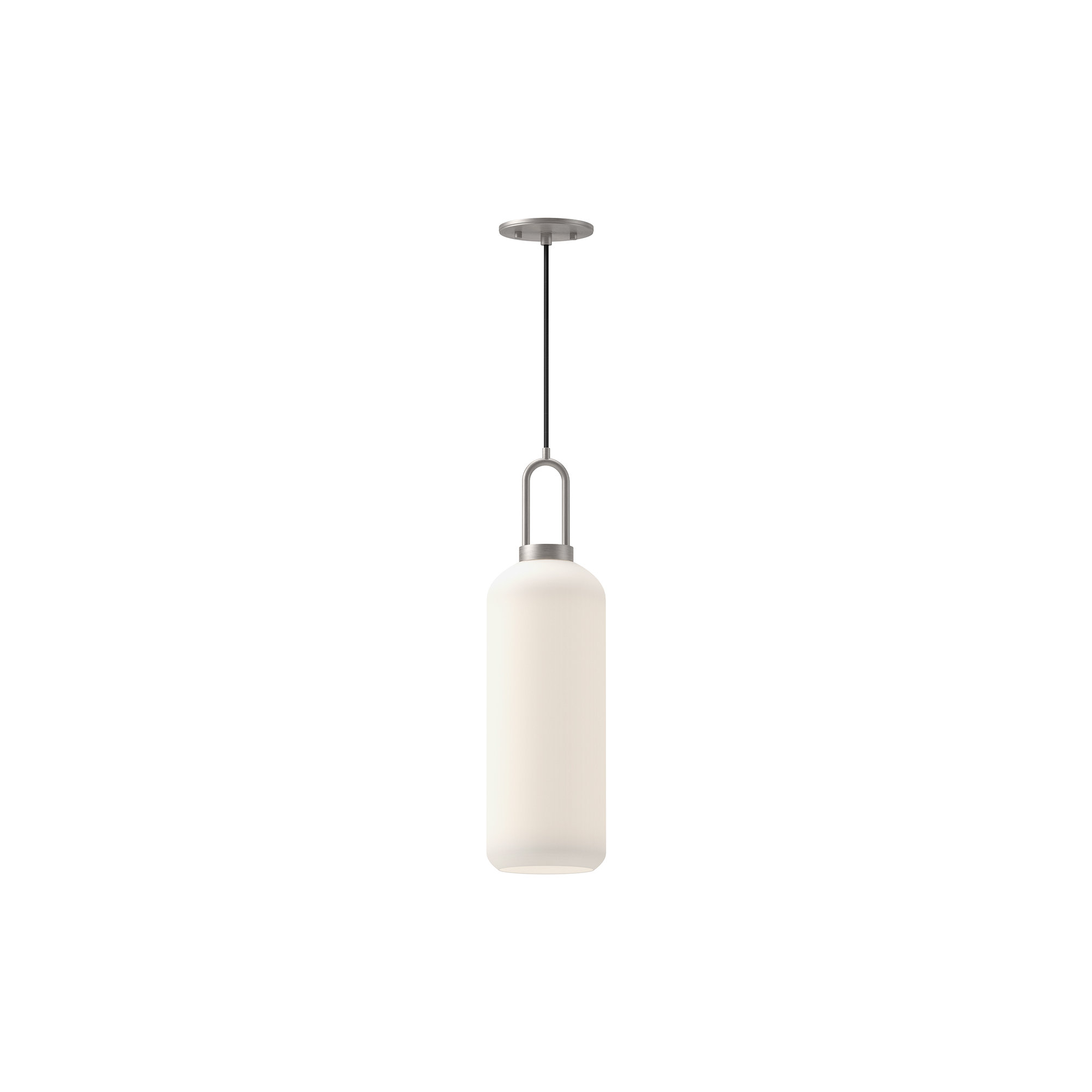 Minneapolis Single Light Glass Pendant, Opal, Brushed Nickel, 20.75" H x 6" W x 6" D 