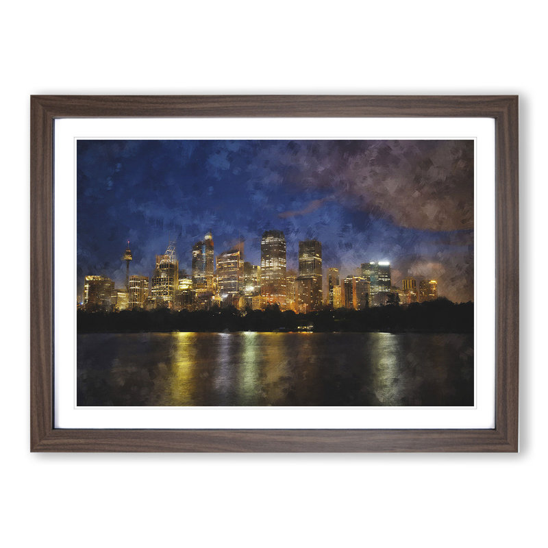 Sydney Skyline Vol.2 - Picture Frame Painting, Walnut Framed, 27cm H x 36cm W x 2cm D