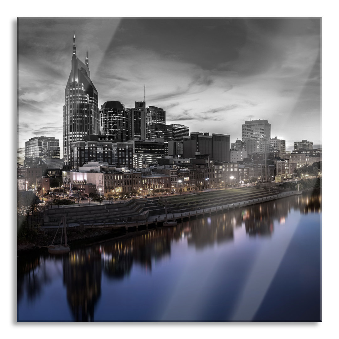 Ungerahmter Grafikdruck auf Glas "Nashville Skyline Panorama"