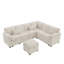 Canapé modulaire en chenille en L 97 po avec canapé-lit et repose-pieds de rangement 97 po - 7 sièges + 2 coussins (beige)-874197774