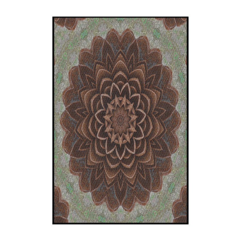 Tapis brun/vert à motifs, Rectangle 4 pi x 6 pi