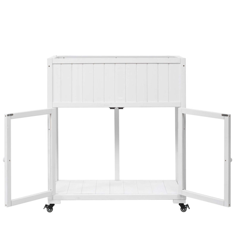 Patio 35.4''X17.7''X37.4'' Mini Wood Cold Frame, White