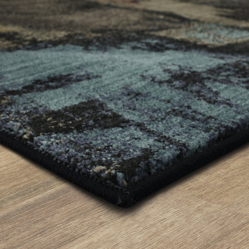 Abstract Blue and Multicolor Wool Area Rug