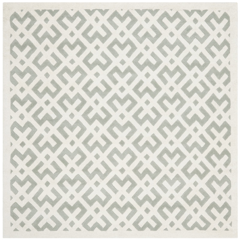 Deedie Hand Tufted Wool Geometric Rug, Square 7'
