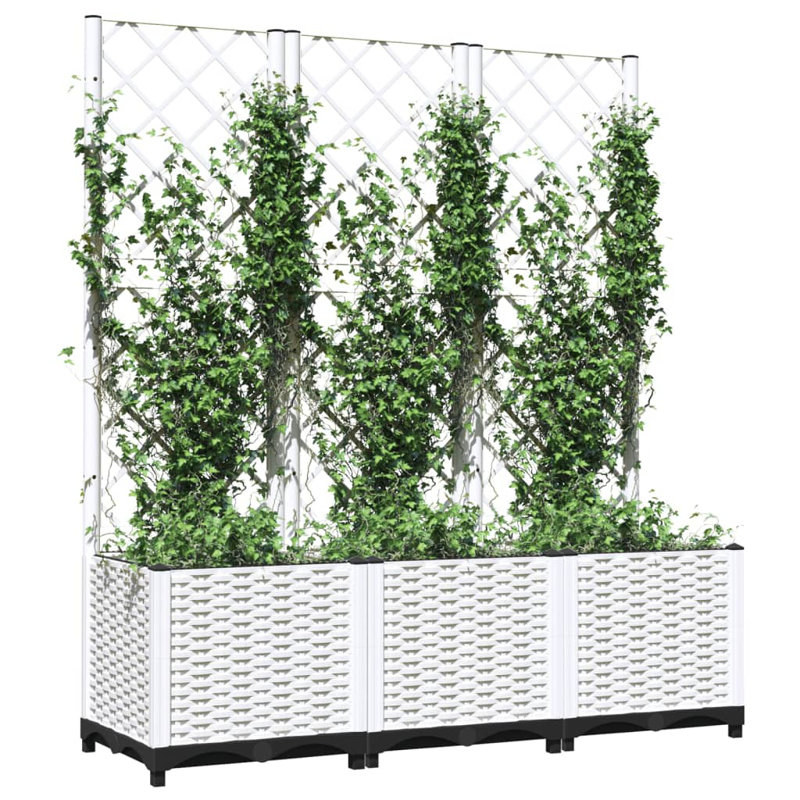 Latitude Run® Garden Planter With Trellis PP, White, 53.5" H x 47.2" W x 15.7" D, Without Wheels