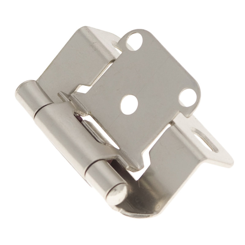 Cadre de façade semi-dissimulé à fermeture automatique 1/2 po - Nickel satiné - Charnières de porte d'armoire (ensemble de 2)