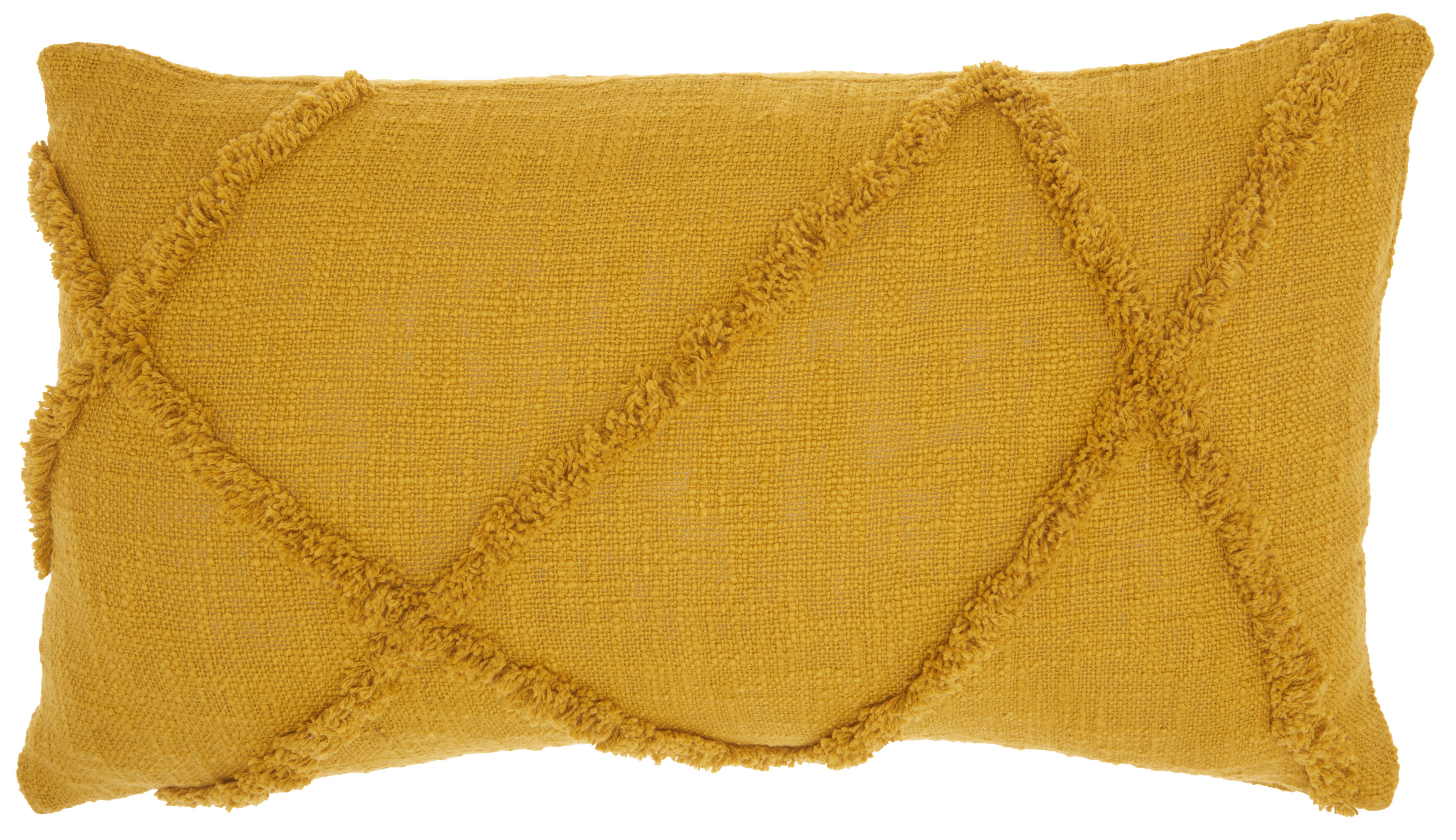 Saro Ruffled Linen Throw Pillow - Natural