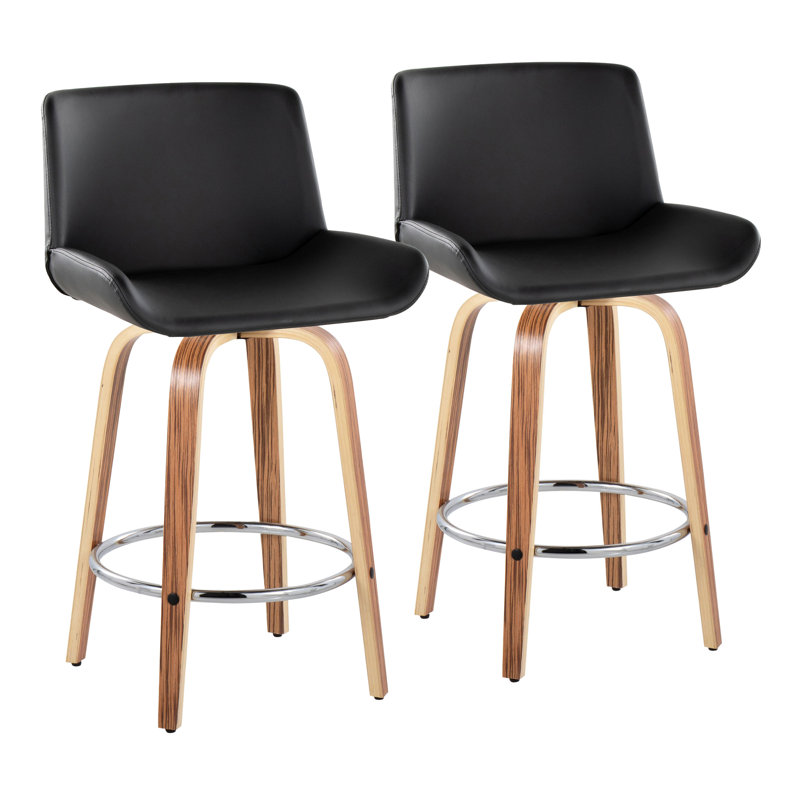 Santi Fixed-Height Stool - Set Of 2, Black, Counter Stool (24” Seat Height)