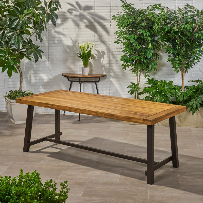 Table de salle à manger d'extérieur, Noir, Teck
