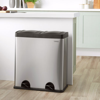Steel Step On and Odour Seal Recycling Bin - 15.85 L
