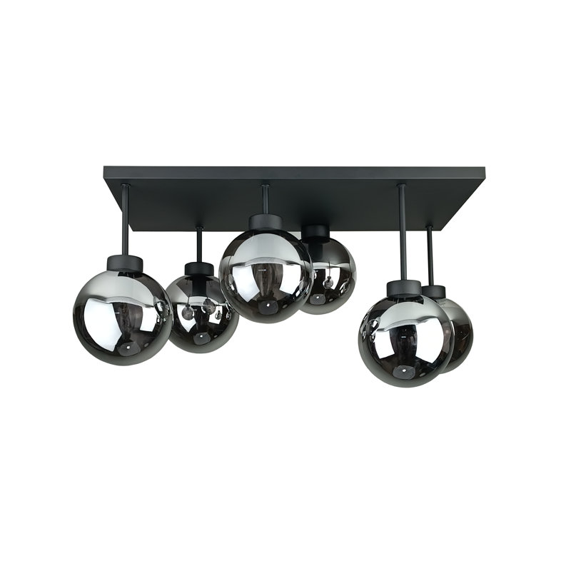 Alexzander Glass Semi Flush Mount, Black, Smoky