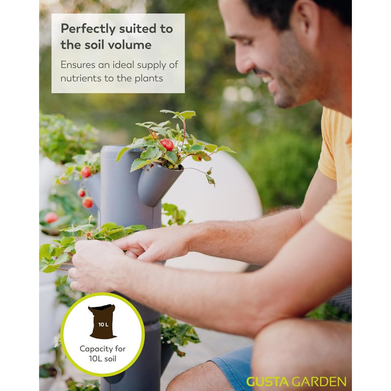 Sissi Strawberry Planter Pot, Raised Bed Tower for Strawberries, 6-level Classic, 113 cm, 15 L Soil, White
