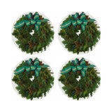 Christmas Wreath Vegan Leather Round Pebble Placemat