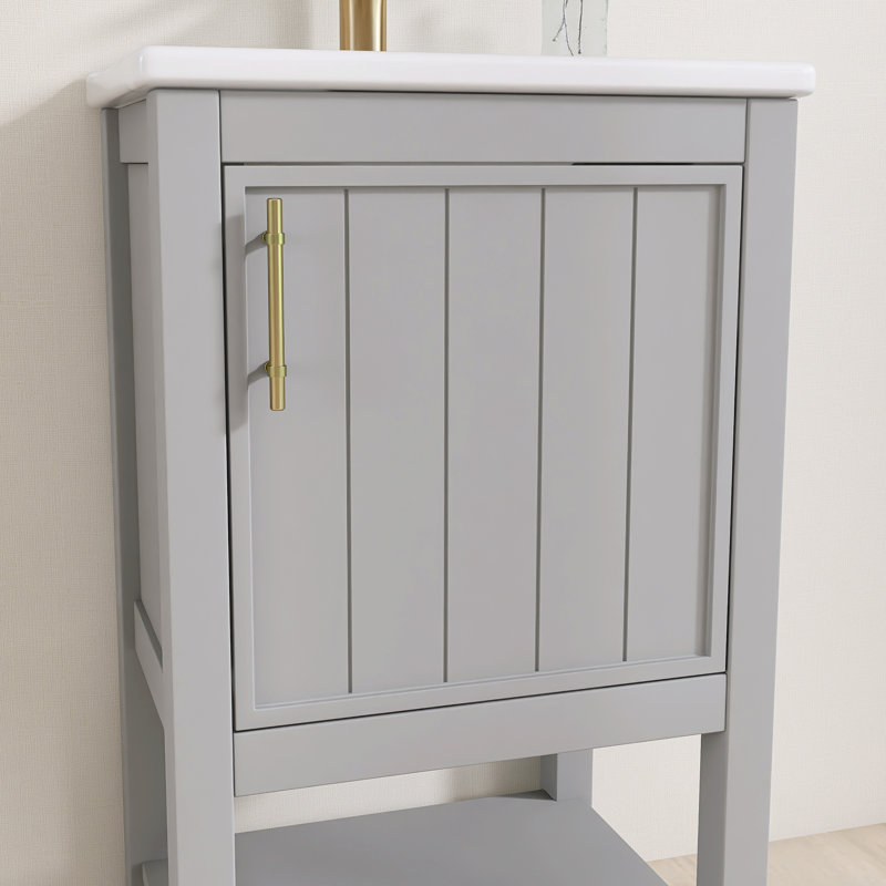 Meuble-lavabo simple 20 po avec comptoir en céramique, Gris