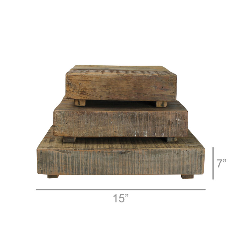 Lincoln Reclaimed Wood Square Risers Set of 3