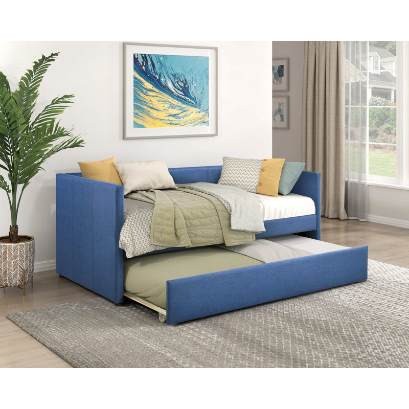 1Pc Daybed With Trundle, Twin Daybed, Modern Day Bed, Blue