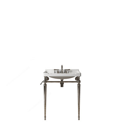Wall-Mounted Bathroom Console Sink With Pre-Drilled Faucet Holes, Freestanding Support Legs And Towel Bar, Ideal For Modern Bathrooms