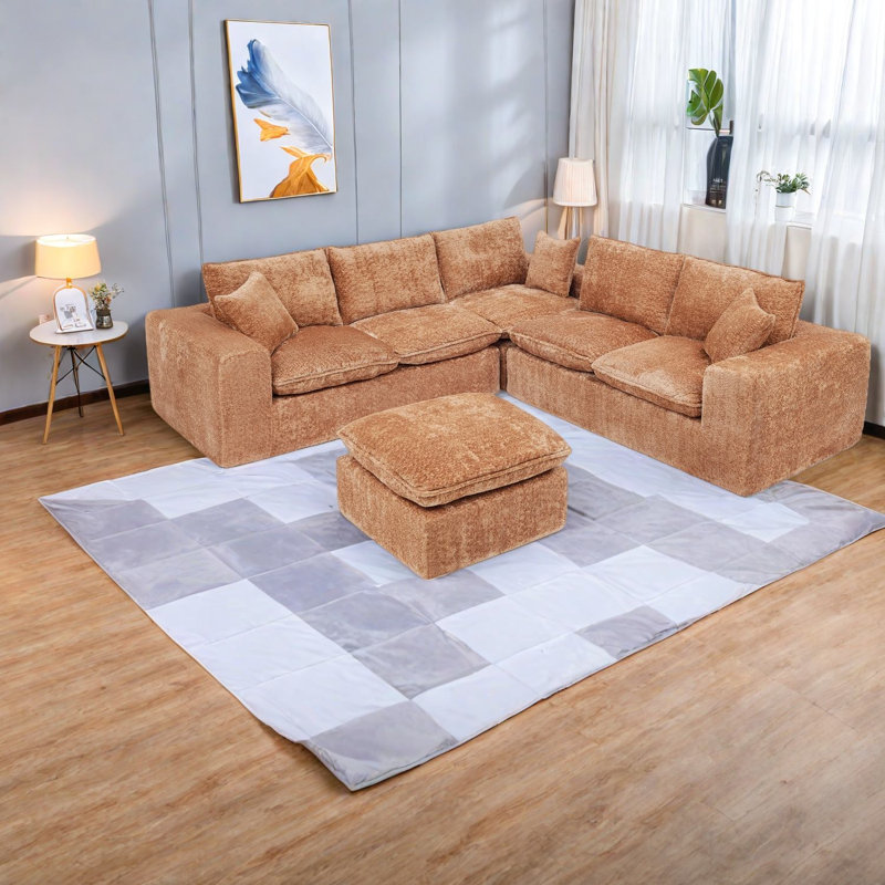 Canapé modulaire confortable en forme de L pour la maison, Orange