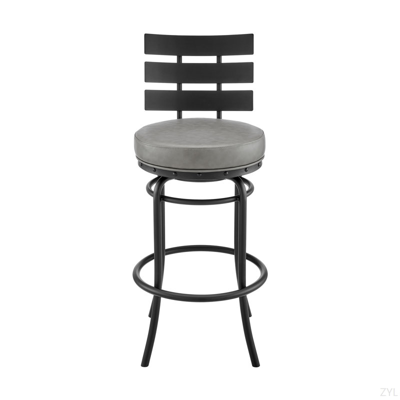 Tabouret de bar ou de comptoir pivotant au fini noir avec similicuir, Tabouret de comptoir (siège d'une hauteur de 26 p