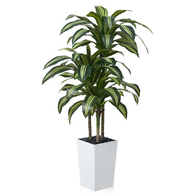 Adcock UV Resistant Artificial Yellow Dracaena Tree, Faux Tree with Large Base for Indoor Outdoor