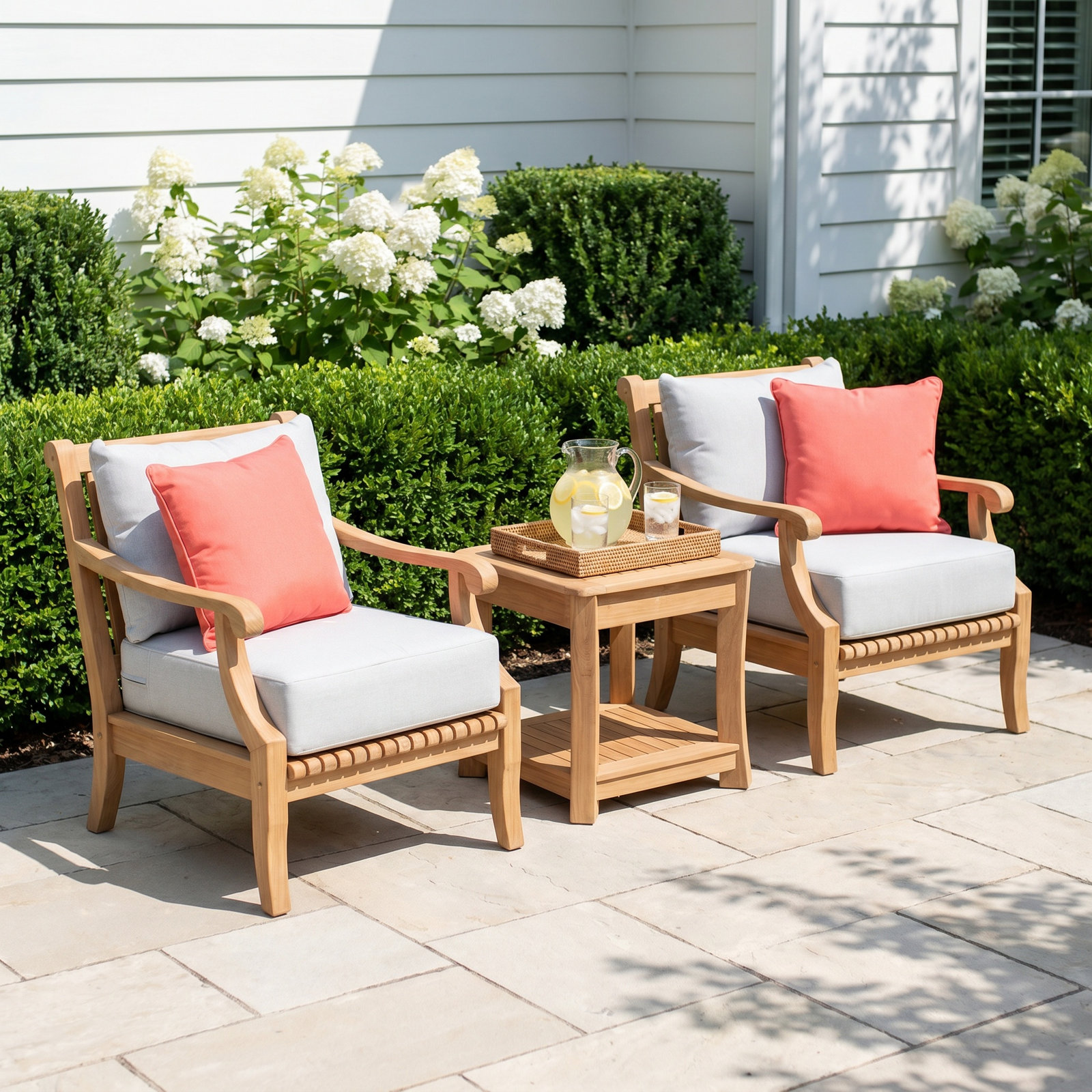Mabrey 2-Person Teak Patio Seating Group