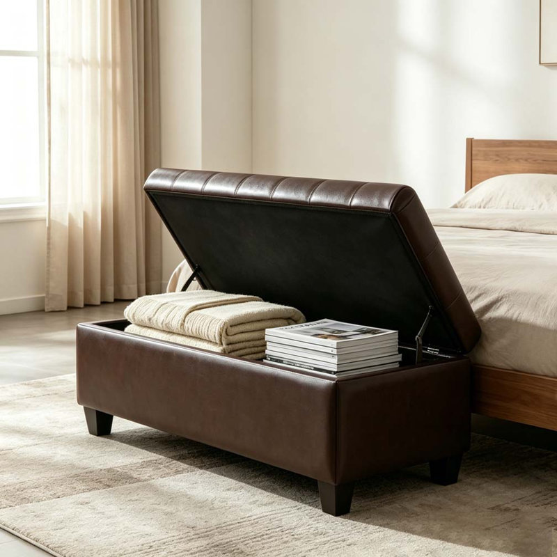 50.25" Storage Ottoman Bench, Brown
