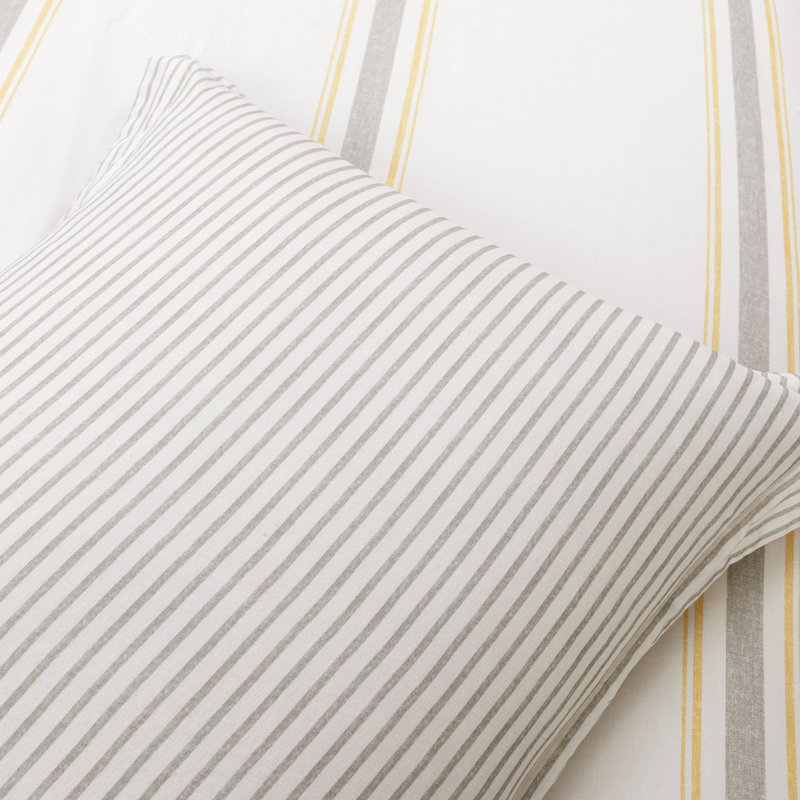Standard Cotton 460 TC Reversible 3 Piece Duvet Cover Set, Queen Duvet Cover + Standard 2 Shams, Yellow