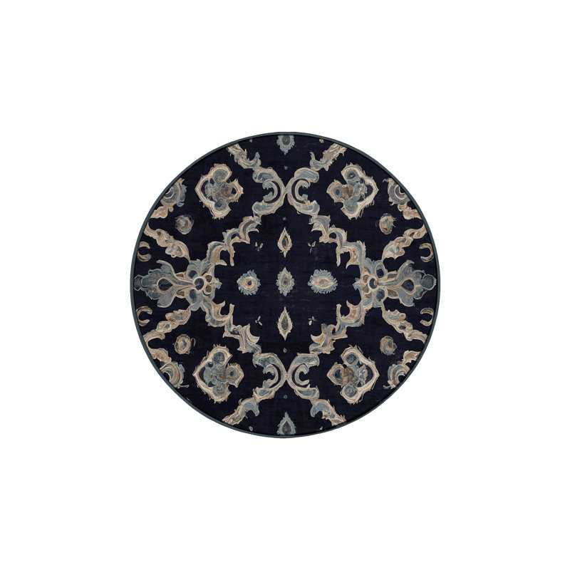 Machine Washable Gray Area Rug, Round 6'
