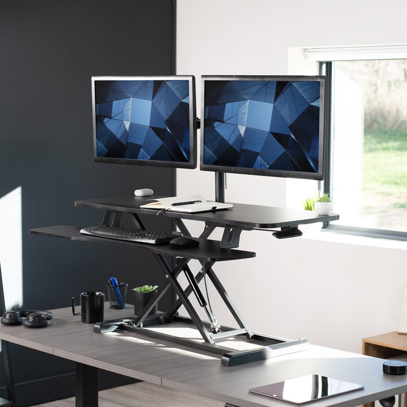 Support pour bureau debout debout de 42 po VIVO avec support pour écran double réglable de 13 po à 30 po (DESK-V042KB-m2)