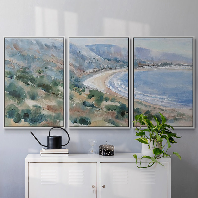 3 pièces Coastal Mist II, H 36 po x l 75 po, Cadre blanc