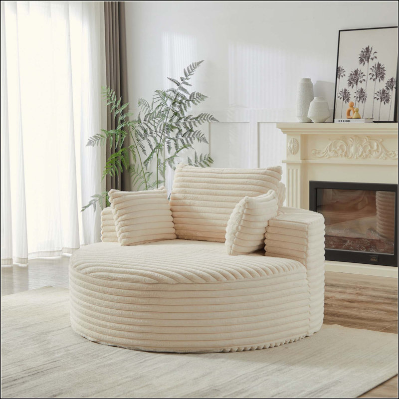 Fluffy Modern Corduroy Sofas, No Assembly Single Sleeper For Home