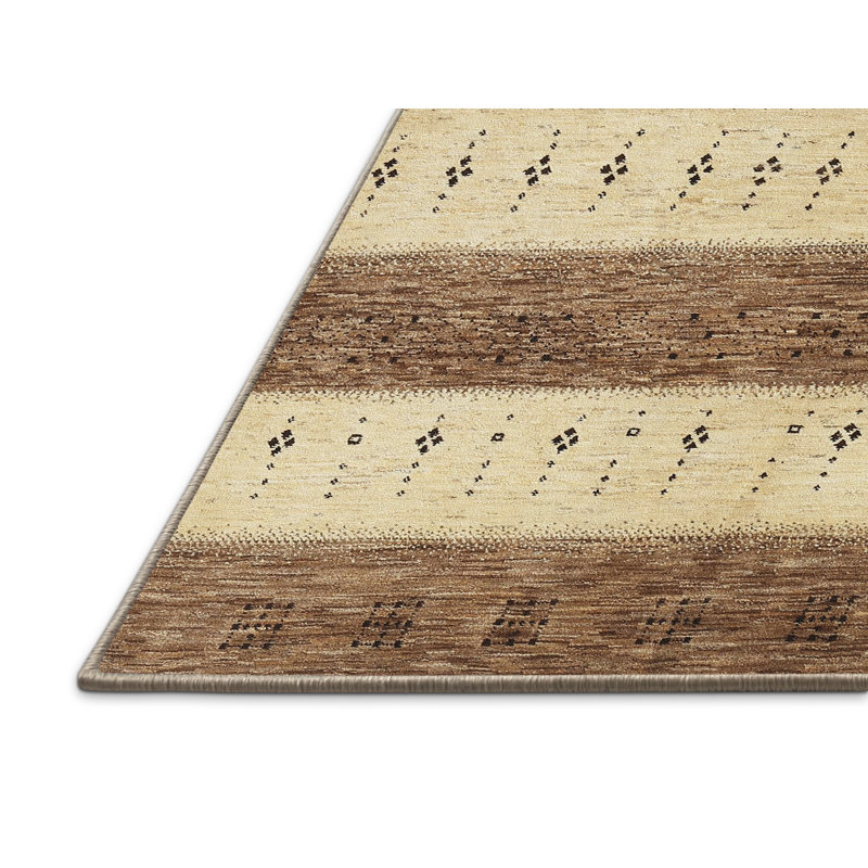 Tapis beige/brun contemporain Philllip, Rectangle 7 pi x 9 pi