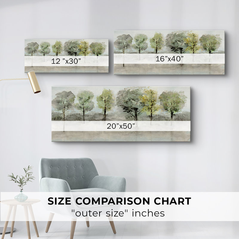 Debruce Tree Line - Toile tendue avec châssis - Prêt à accrocher, H 12 po x l 30 po