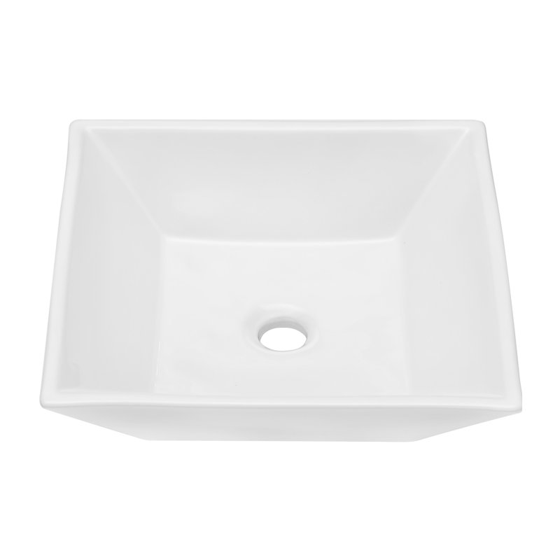 Lavabo de salle de bain vasque carré en céramique blanche 16 x 16 pouces