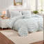 Ensemble de literie bleu pour lit double/queen, couette florale froncée en microfibre pour chambre à coucher