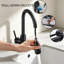 Robinet de cuisine monocommande à bec haut extractible en acier inoxydable-135723842