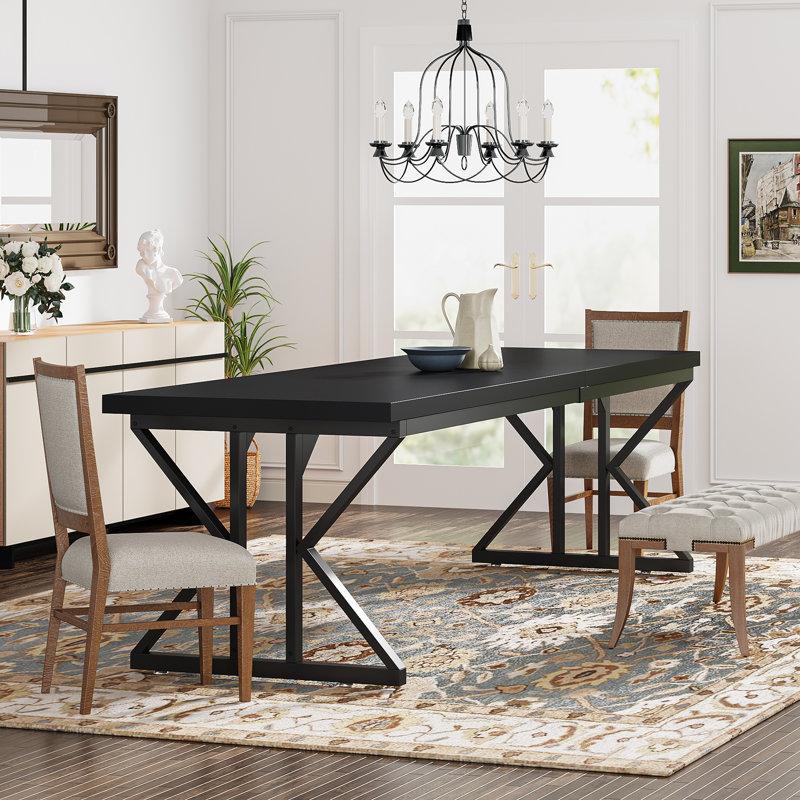 Table de salle à manger Taneja, H 29,92 po x L 78,74 po x l 27,55 po, Black/Black